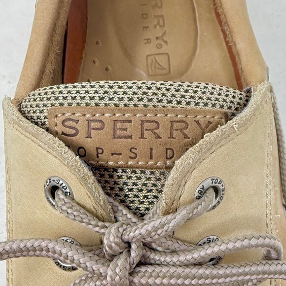 Sperry Topsider Men's Tan Leather and Nylon Billfish 3-Eye Boat Shoes Size 11 - Picture 7 of 11